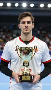 Indoor Handball Grand Champion In Fitted Jersey Displaying A
