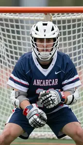 Lacrosse Midfielder Wearing Gloves Quick Passing Face Off In