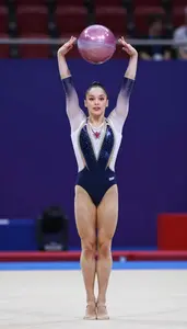 Rhythmic Gymnastics Ball Specialist Wearing Leotard Flexible