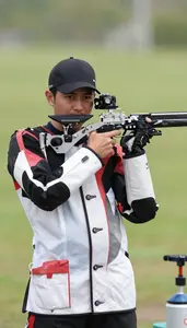 Smallbore Prone Shooter In Team Gear And Steady Hold Sending