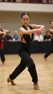 West Coast Swing Dancer In Modern Clothes And Slotted