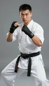 Wushu Sanda Fighter Wearing Hand Wraps Quick Forms Internal