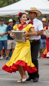 Zydeco Dancer In Bright Clothes And Rubboard Rhythm Dancing