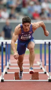 Athletics Hurdler Wearing Running Shoes Powerful Striding