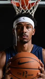Basketball Small Forward Wearing Headband Intense Breaking