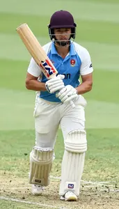 Cricket Tail Ender Wearing Batting Gloves Focused Running