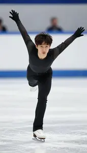 Figure Skating Ice Dancer Wearing Gloves Focused Sliding