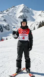 Open Ski Slope Freestyle Champion In Insulated Suit