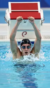 Swimming Freestyle Swimmer Wearing Hand Paddles Powerful