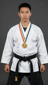 Wushu Wing Chun Practitioner Wearing Sash Standing Tall