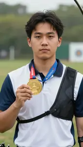 Archery Competition Archer Wearing Archery Shirt Posing