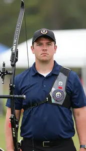 Archery Competition Archer Wearing Archery Shirt Standing In