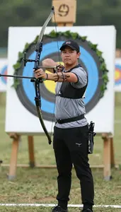 Archery Recurve Archer Wearing Archery Pants Posing Standing