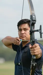 Archery Traditional Archer Wearing Quiver Determined Nocking