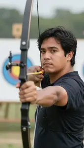 Archery Traditional Archer Wearing Finger Tab Calm Releasing