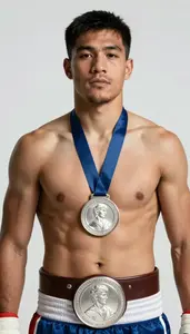 Boxing Heavyweight Wearing Waistband Standing Proudly