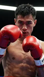 Boxing Welterweight Wearing Boxing Gloves Intense Blocking