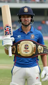 Cricket Opening Batter Wearing Arm Guard Displaying