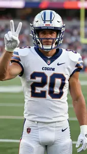 Football Linebacker Wearing Shoulder Pads Standing