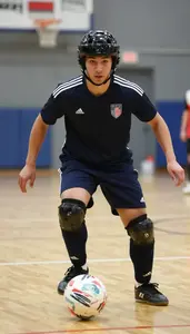 Futsal Pivot Wearing Shin Guards Quick Dribbling Step Over
