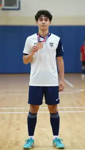 Futsal Winger Wearing Socks Standing Triumphantly Displaying