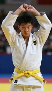 Judo Light Judoka Wearing Yellow Belt Powerful Sweeping