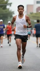 Marathon Pace Runner Wearing Marathon Shoes Steady