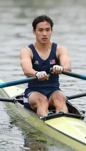 Rowing Sweep Rower Wearing Gloves Powerful Stroking Power