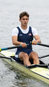 Rowing Sweep Rower Wearing Rowing Shirt Focused Driving