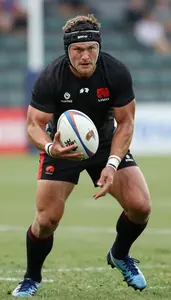 Rugby Sevens Fly Half Wearing Rugby Boots Aggressive Passing