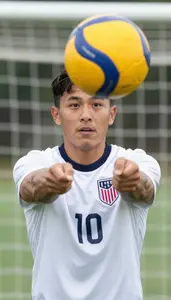 Soccer Striker Wearing Soccer Jersey Determined Passing