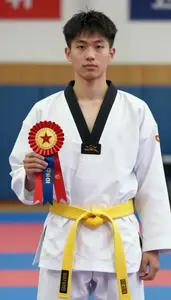 Taekwondo Taekwondo Athlete Wearing Yellow Belt Standing