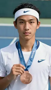 Tennis All Court Player Wearing Headband Standing In Honor