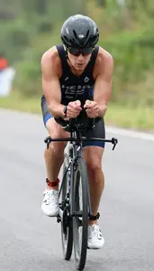 Triathlon Half Ironman Wearing Running Shoes Focused Speed
