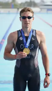 Triathlon Sprint Triathlete Wearing Triathlon Suit Standing
