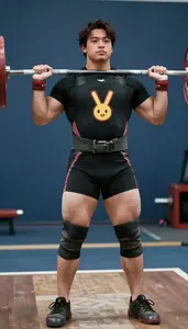 Weightlifting Strength Athlete Wearing Knee Sleeves Posing