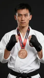 Wushu Wing Chun Practitioner Wearing Hand Wraps Standing