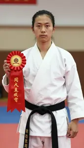 Wushu Wing Chun Practitioner Wearing Sash Displaying