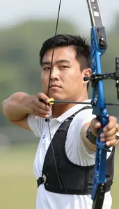 Archery Recurve Archer Wearing Arm Guard Calm Aiming
