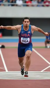 Athletics Sprinter Wearing Singlet Explosive Striding Shot