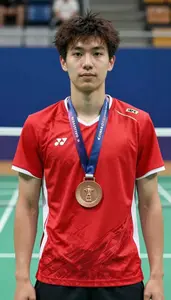 Badminton Singles Player Wearing Jersey Standing