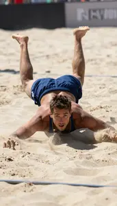 Beach Volleyball Spiker Wearing Shorts Agile Diving Deep Dig