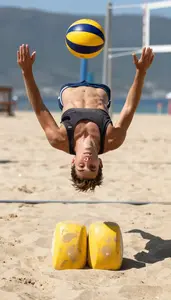 Beach Volleyball Spiker Wearing Sunscreen Agile Diving