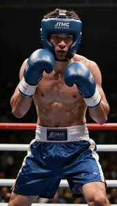 Boxing Flyweight Wearing Shorts Aggressive Footwork Hook In