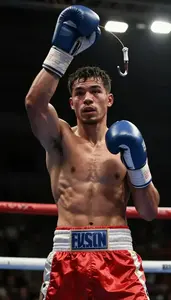 Boxing Heavyweight Wearing Shorts Focused Weaving Hook In