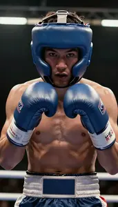 Boxing Middleweight Aggressive Punching Hook In Center Ring