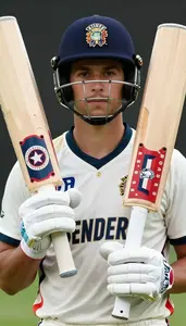Cricket Tail Ender Wearing Batting Gloves Showcasing Wearing