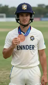 Cricket Tail Ender Wearing Arm Guard Standing Tall Clutching