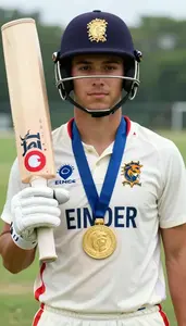 Cricket Tail Ender Wearing Batting Gloves Standing Proudly