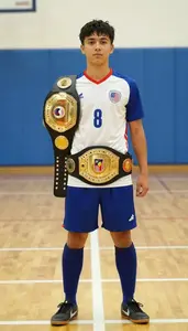 Futsal Pivot Wearing Shorts Posing Standing With Champion